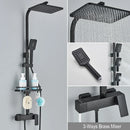 GobekUsa Black Rainfall Shower Faucet Set with Bathtub Tap and Height Adjust Shower Mixer