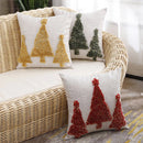 GobekUsa Christmas Tree Gold Green Red Tufted Pillow Cover 45x45cm Home Decoration