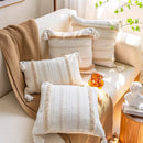GobekUsa Geometric Embroidery Cushion Cover with Tassel, Home Decor Pillowcase, Various Sizes