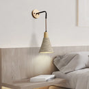 GobekUsa LED Cement Wall Light with Pull Chain & Wood Socket - Nordic Modern Sconce