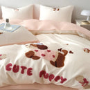 GobekUsa Cartoon Embroidery Cotton Bedding Set - Summer Cool, Skin Friendly Flat Sheet Kit