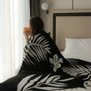 GobekUsa Knitted Sofa Cover Blanket: Black & White Thin Quilt for Office Nap & Air Conditioning