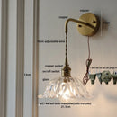 GobekUsa Amber Glass LED Wall Sconce, Brass Finish, Adjustable Wire, Modern Nordic Style