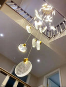 GobekUsa Crystal Chandelier LED Pendant Light for Modern Duplex Building Staircase