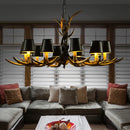 GobekUsa Antler Chandelier: Retro Resin Pendant Lamp for Living Room, Modern Rustic Lighting