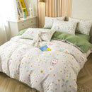 GobekUsa Green Leaf Print Bedding Set: Duvet Cover, Flat Sheet & Pillowcase - Single Queen Size