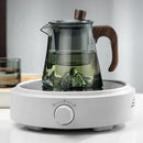 GobekUsa Glass Teapot with Wood Handle, Heat Resistant Kung Fu Tea Kettle, Transparent Teaware