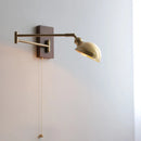 GobekUsa Canopy LED Wall Light, Walnut Ash Wood, Pull Chain Switch, Left Right Rotate