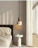 Wabi Sabi Travertine Stone Pendant Light in Yellow Marble