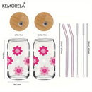 GobekUsa 470ML Pink Smiling Flower Theme Beverage Glass - Set of 1/2/4