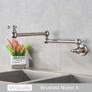 GobekUsa Brushed Gold Brass Pot Filler Faucet with Folding Spout - Wall Mounted Kitchen Tap