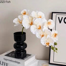 GobekUsa Black Glass Vase with Artificial Flowers for Minimalist Room Decor