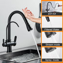 GobekUsa Dual Handle Kitchen Faucet with Black Touch Sensor and Three Modes
