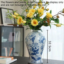 GobekUsa Blue & White Porcelain Vase for Classical Flower Arrangement & Room Aesthetic