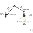 GobekUsa Industrial Loft Swing Arm Wall Sconce Clear Glass Pull Chain Switch Bedside Lamp