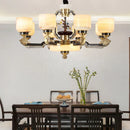 GobekUsa All Copper Jade Chandelier for Living Room, Villa Duplex Multi-storey Lighting