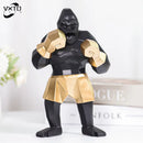 GobekUsa King Kong Gorilla Sculpture: Nordic Boxer Character Figurine for Desk Decor Craft Gift