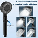 GobekUsa Adjustable High-pressure Shower Head - 5 Modes, One-key Stop Water, Water-saving Hand-held