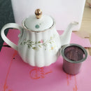 GobekUsa Elegant Gold Flower Cup & Saucer Set - Delicate Porcelain Tea Coffee Mug
