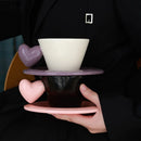 GobekUsa Heart Shape Porcelain Lovers Mug Set Dining Coffee Cup Tea Saucer Juice Cup