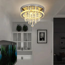 GobekUsa Crystal LED Ceiling Chandelier: Remote Dimming Round Lamp for Luxury Home Decor