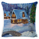 GobekUsa Christmas Snowman & Santa Claus Linen Pillow Cover for Festive Living Room Decor
