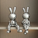 GobekUsa Electroplated Rabbit Sculpture Set, Home Office Decor, Living Room Animal Statue