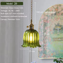 Nordic Green Glass Pendant Light With Brass Accents