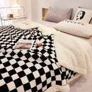 2024 GobekUsa Checkerboard Lamb Fleece Blanket Cover - Premium Printed Blanket Series