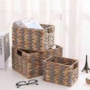 GobekUsa Woven Rattan Desktop Storage Basket Organizer