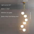 GobekUsa Glass Ball LED Chandelier, Modern Minimalist Loft Villa Staircase Decor