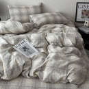 GobekUsa Cotton Grid Bedding Set - Soft & Stylish Bed Sheet, Quilt Cover Kit