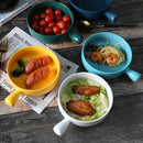 GobekUsa Ceramic Single Handle Salad Bowl, Microwave Safe for Breakfast, Dessert, Soup