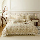 GobekUsa French Country Flowers Print Bedding Set with Lace Ruffles