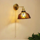 GobekUsa Art Deco LED Wall Lamp with Pull Switch, Nordic Design, Glass Interior Wall Light