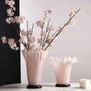 GobekUsa Large Glass Vase with Lotus Leaf Edge for Home Decor