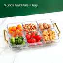 GobekUsa 6-Grid Divided Fruit Plate Snack Dish Dry Fruit Tray Light Luxury Tray