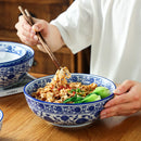 GobekUsa Blue and White Ceramic Soup Bowl - Perfect for Noodles and Soups