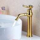 GobekUsa Gold Brass Bathroom Faucet Single Handle Deck Mounted Basin Mixer Tap