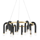 GobekUsa Black U Shape Tube Gold Ring Chandelier for Foyer Dining Room Lighting