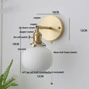 GobekUsa Copper LED Sconce Wall Lamp Pull Chain Switch Nordic Modern Ceramic Mirror Light