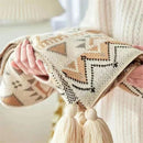 GobekUsa Bohemian Striped Knit Throw Blanket with Tassel Shawl - Versatile and Cozy Blanket