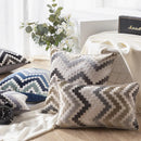 GobekUsa Geometric Chenille Flocking Cushion Cover: Grey-Beige Home Decor Pillow Case