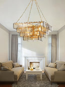 GobekUsa Gold Glass Chandelier Luxe Living Room Lighting Fixture Luxurious Hanging Lamp
