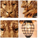 GobekUsa Lion Head Resin Wall Lamp: European Style Living Room Light for Home Décor