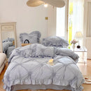GobekUsa Korean Princess Style Pure Cotton Bedding Set with Ruffles and Heart Pleat