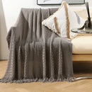 GobekUsa Geometric Knit Sofa Blanket with Tassel - Dust-Proof Bedspread and Leisure Throw