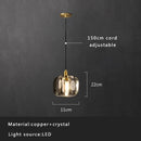 GobekUsa Crystal Copper Pendant Lights Gold Home Decor Glass Hanging Lamp