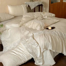 GobekUsa French Lace Ruffle Embroidery Bedding Set with Natural Health Skin Fabric