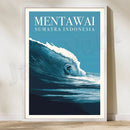 GobekUsa Bali Surfing Poster - Uluwatu, Canggu, Pererenan Estuary, Borobudur, Komodo, Rice Field Illustration